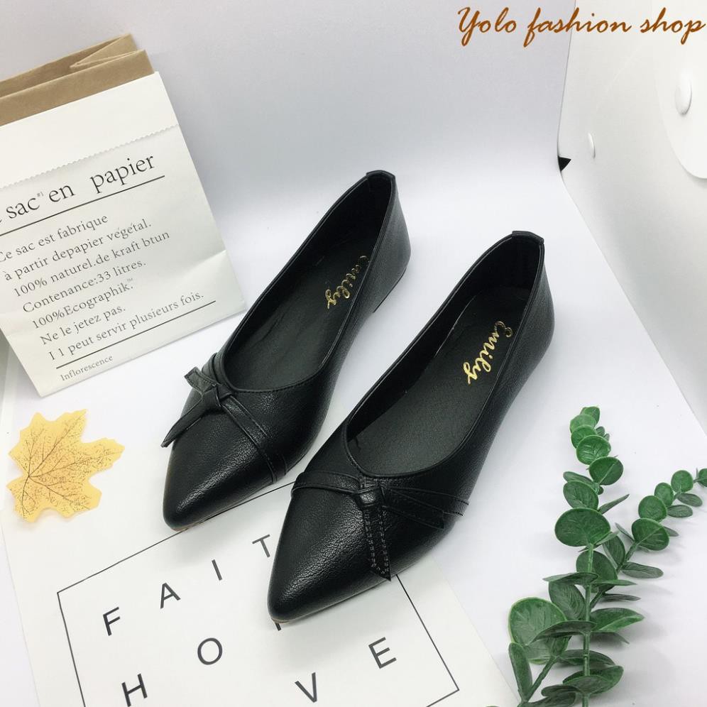 B7-Giày bệt búp bê nữ đính nơ hàng VNXK siêu mềm êm chân