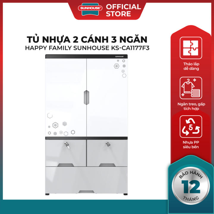 Tủ nhựa 2 cánh 3 ngăn Happy Family…