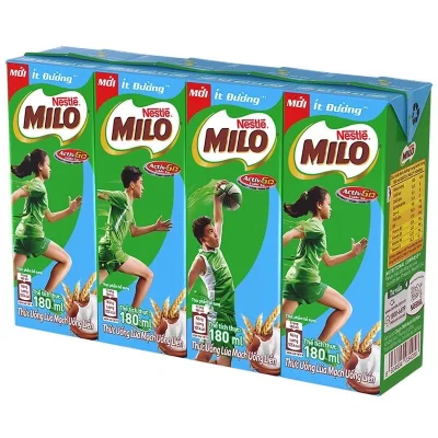 Hai Lốc 4 hộp thức uống lúa mạch ít đường Milo Active Go 180ml
