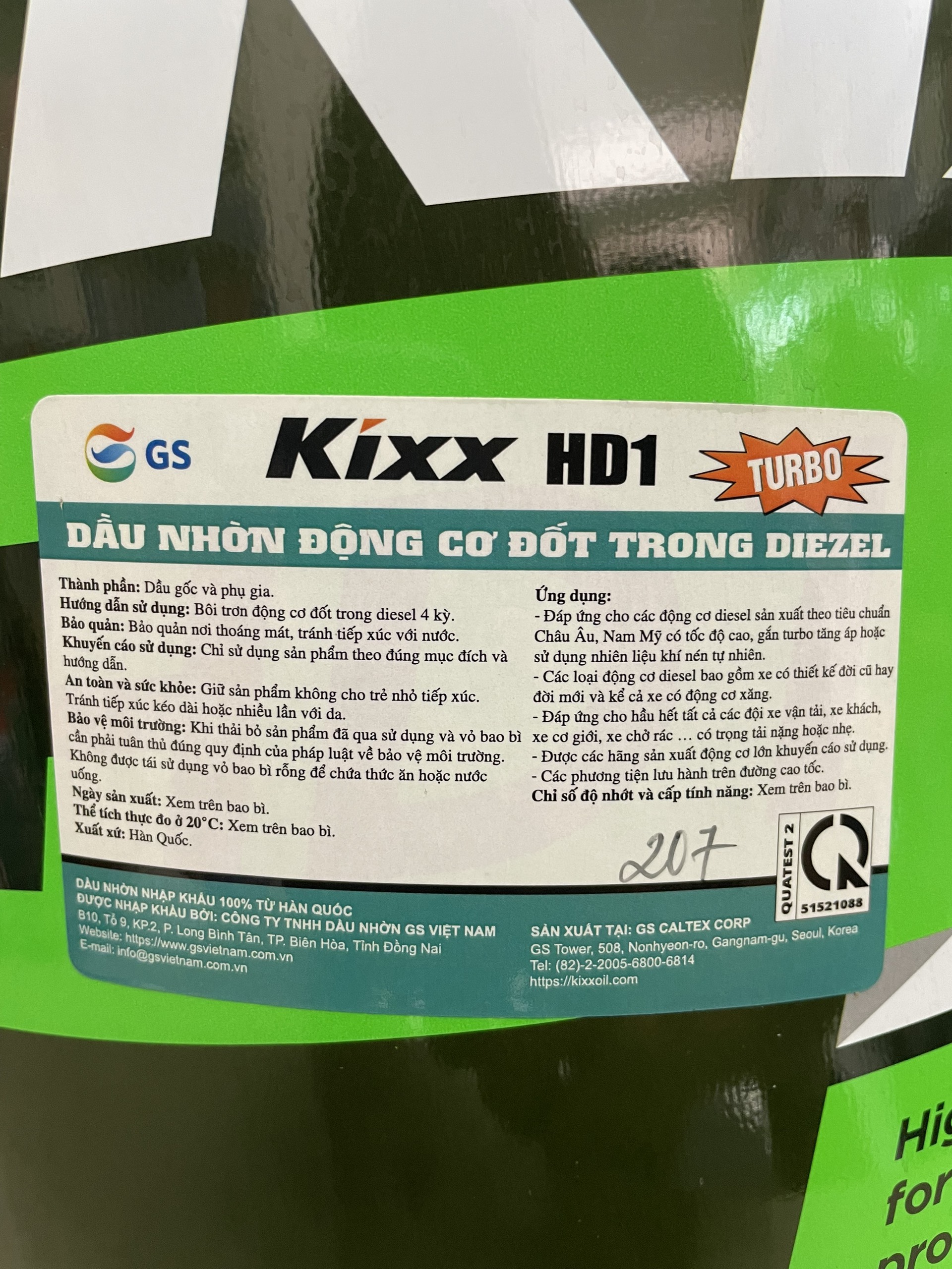 [ Hàng Chính Hãng ] Dầu Động Cơ Diesel/Xăng Kixx DX7 10W-40 API CI-4/SL (20 L) - Tổng Hợp Toàn Phần