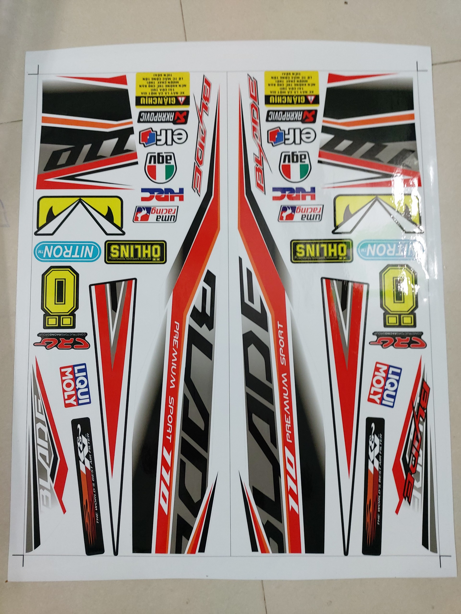 [HCM]Tem xe honda blade trắng đen