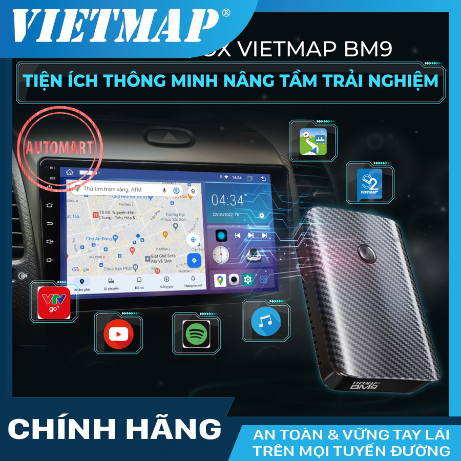 Android box VIETMAP BM9 - dẫn đường S2 - sim 4G