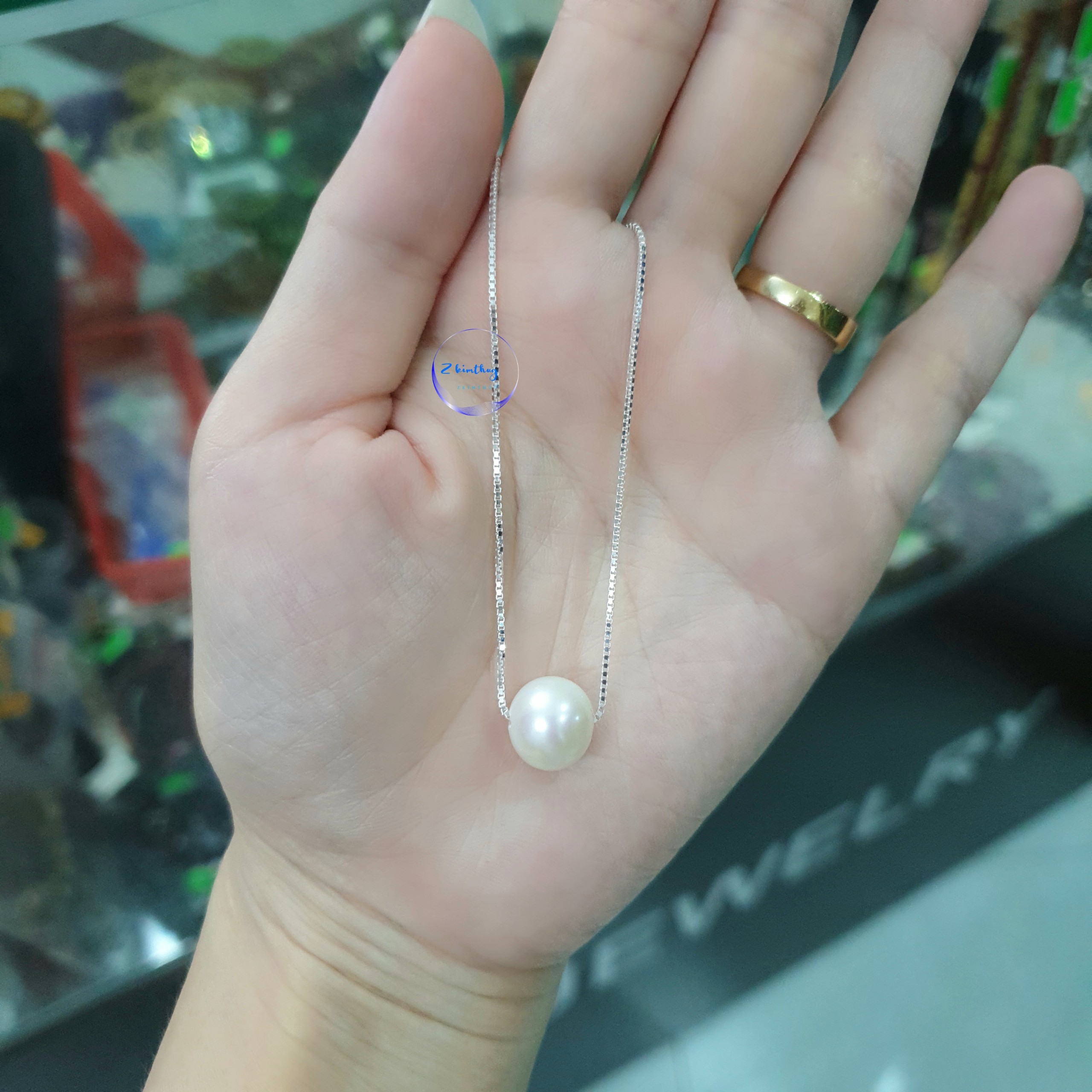 Dây chuyền Bạc Ngoc trai thật nước ngọt