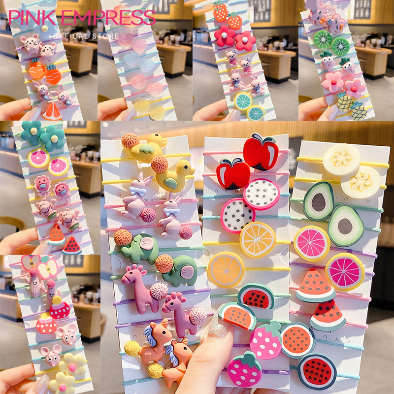 Set 10 Dây Cột Tóc Hình Hoa Trái Dễ Thương Cho Bé Gái