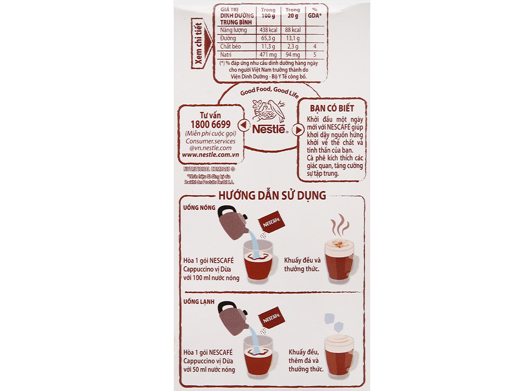 Cà phê Cappuccino NesCafé vị dừa 200g - CPCPCNNCVD200G