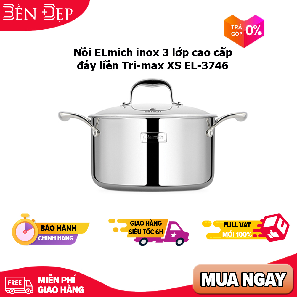 Nồi elmich inox 3 lớp cao cấp đáy liền tri-max xs el-3746 18cm