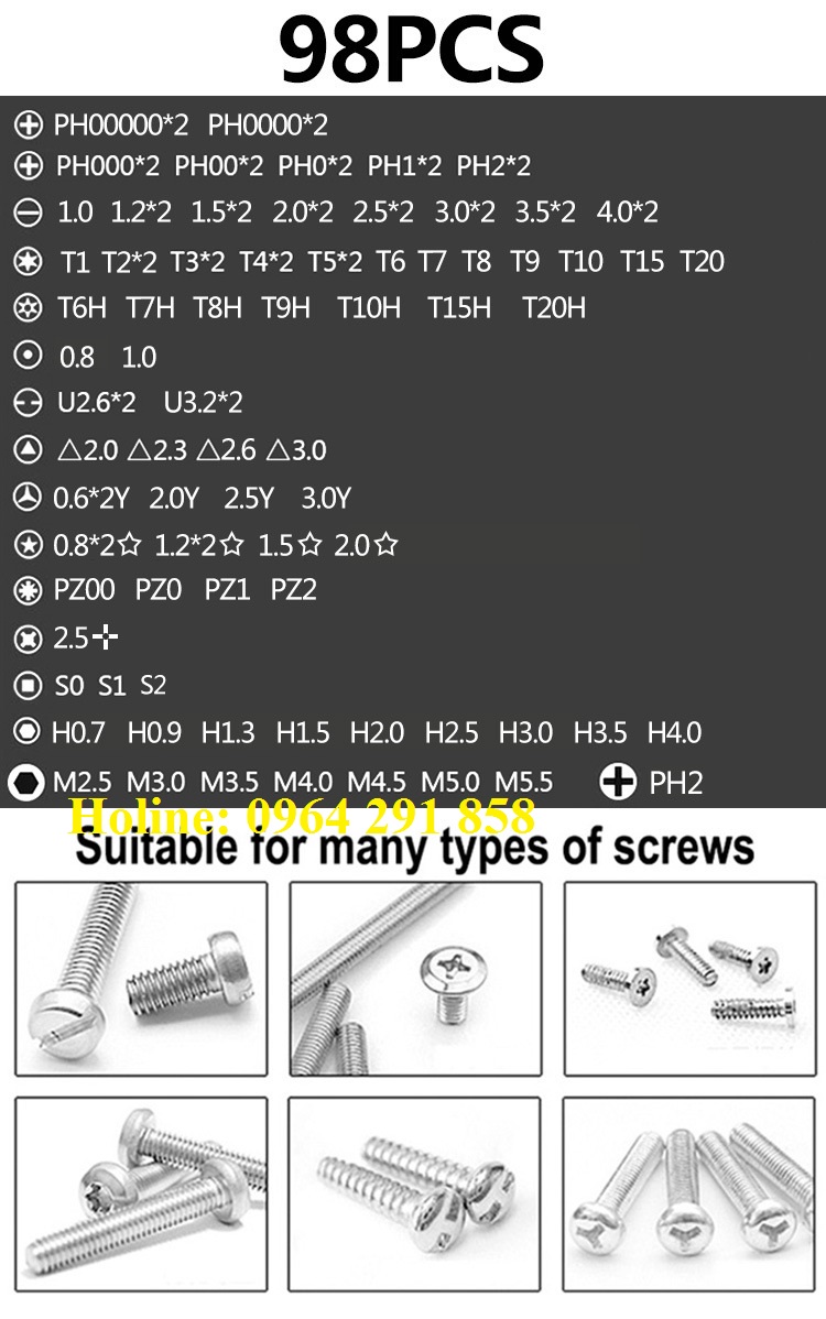 Bộ tua vít đa năng 110 in 1 CRV dụng cụ chuyên sửa chữa tháo lắp điện thoại laptop bỏ túi - tua vít mở điện thoại V1
