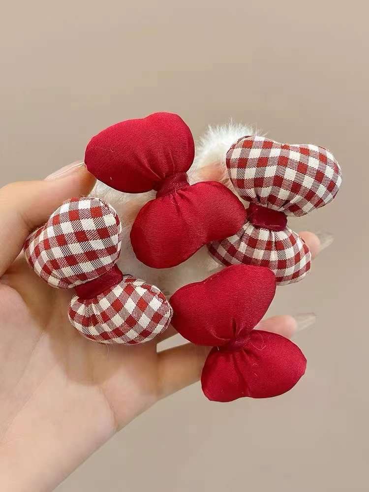 Set of 2 Cute Red Bow Hair Clips
