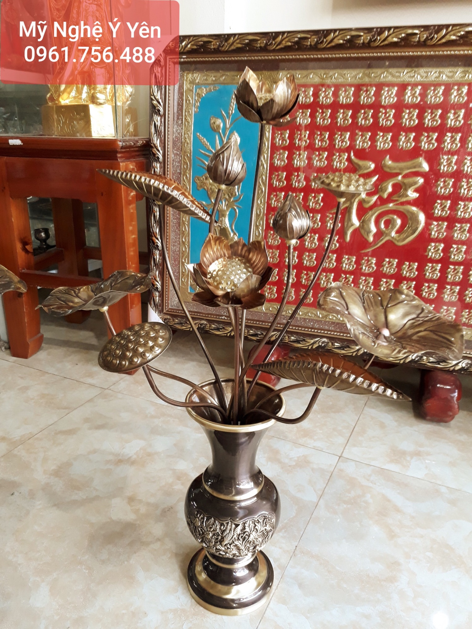 Bó hoa sen đồng giả cổ 10 cành kiểu
