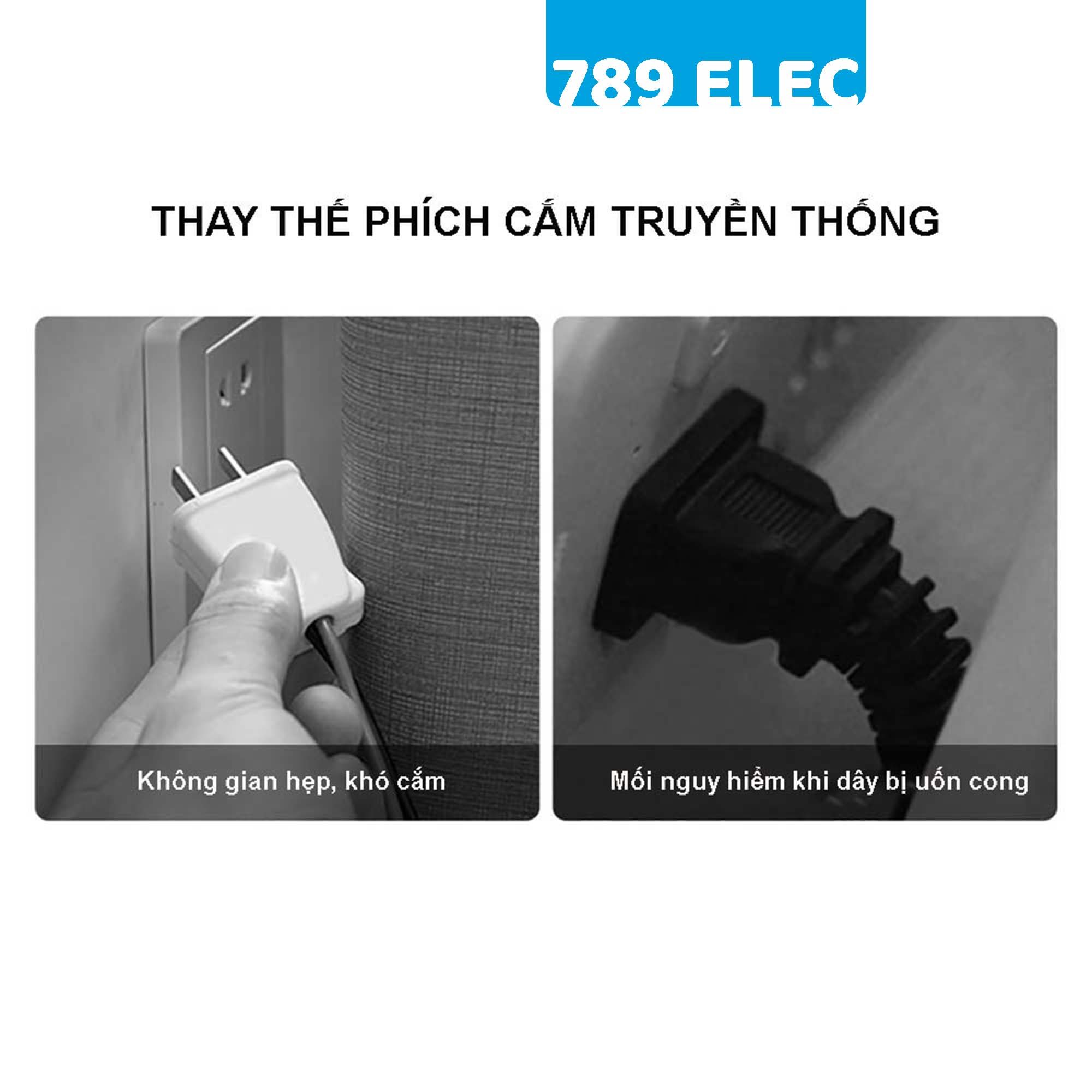Phích cắm điện Bull 10A xoay 90 độ