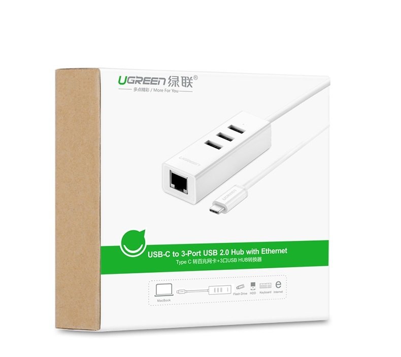 Cáp chuyển USB Type C to LAN và USB HUB Ugreen 20792