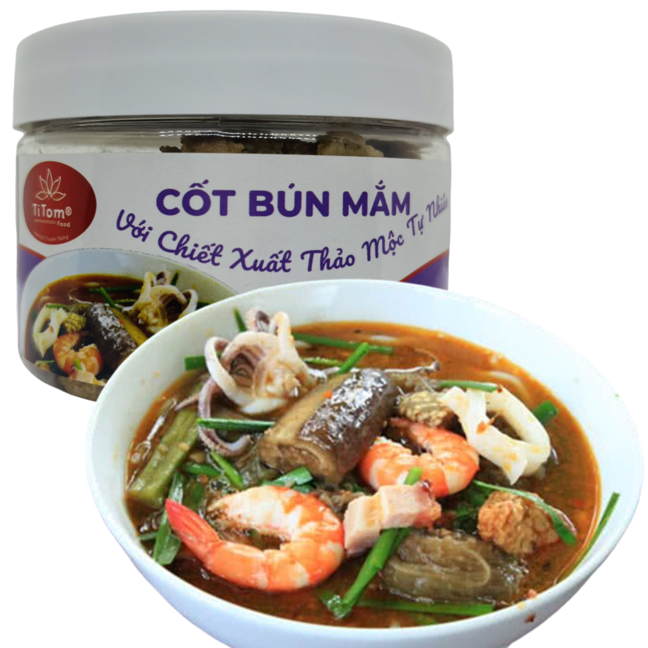 Gia vị nấu bún riêu nêm sẵn Titom hủ 250g dùng nấu nước lèo bún riêu cua
