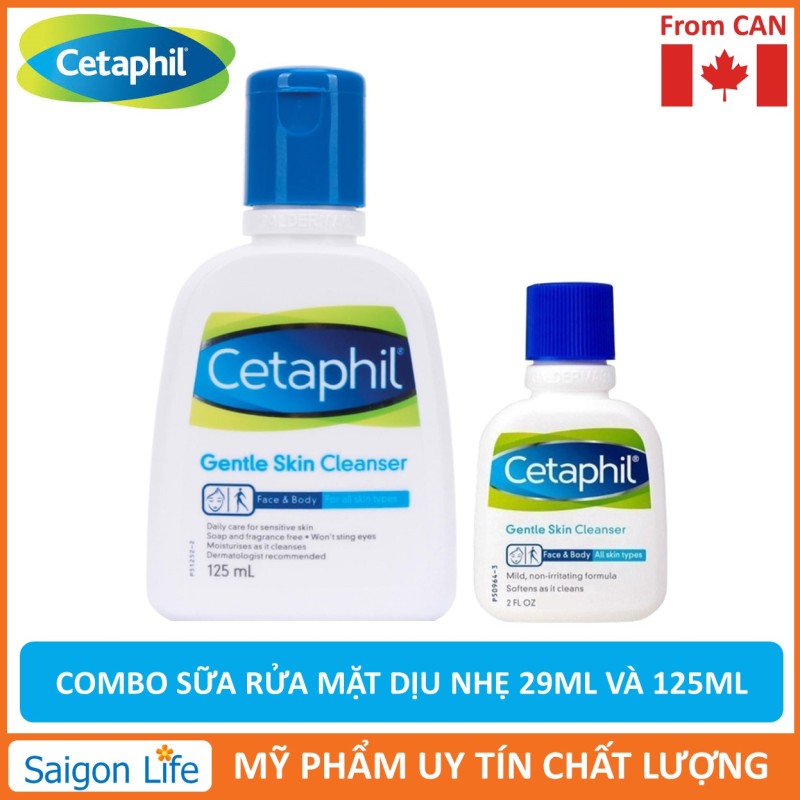 Combo Sữa rửa mặt Cetaphil Gentle Skin Cleanser 29ml và 125ml nhập khẩu
