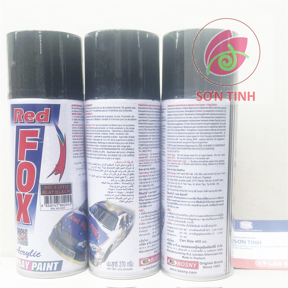SƠN XỊT MÀU FLAT BLACK ĐEN MỜ A212 ( ATM hoặc WIN) hoặc RED FOX - 1 chai