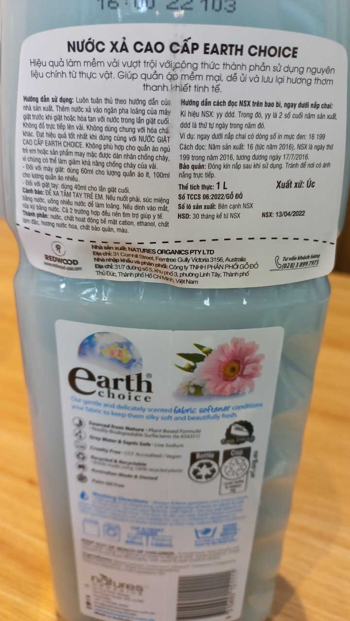 Nước xả cao cấp Earth Choice 1L