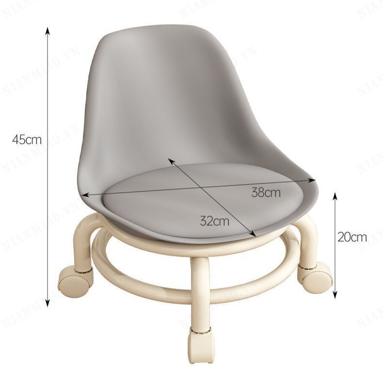 NianMiao Creative Board Stool for Kids with Swivel Wheels and Backrest