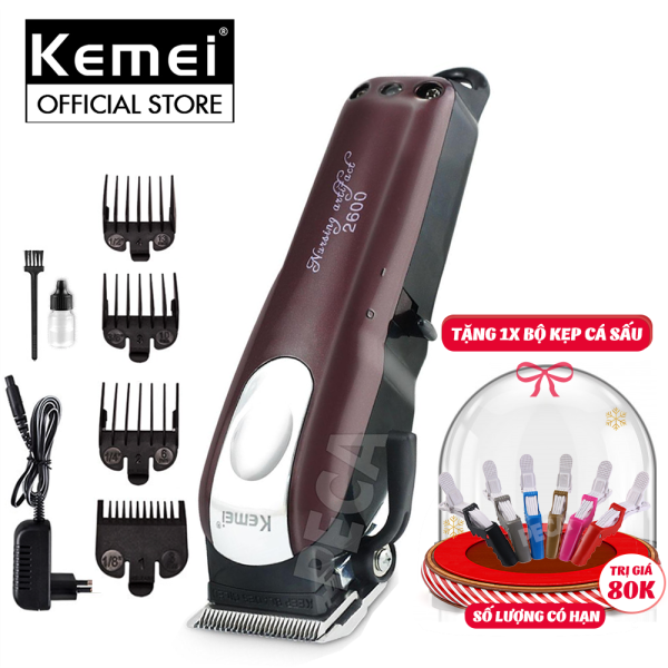 Tông đơ cắt tóc không dây chuyên nghiệp Kemei KM-2600 công suất 9w mạnh mẽ, có thể cắm điện trực tiếp,lưỡi cắt sắt bén dùng cho salon và gia đình nhập khẩu