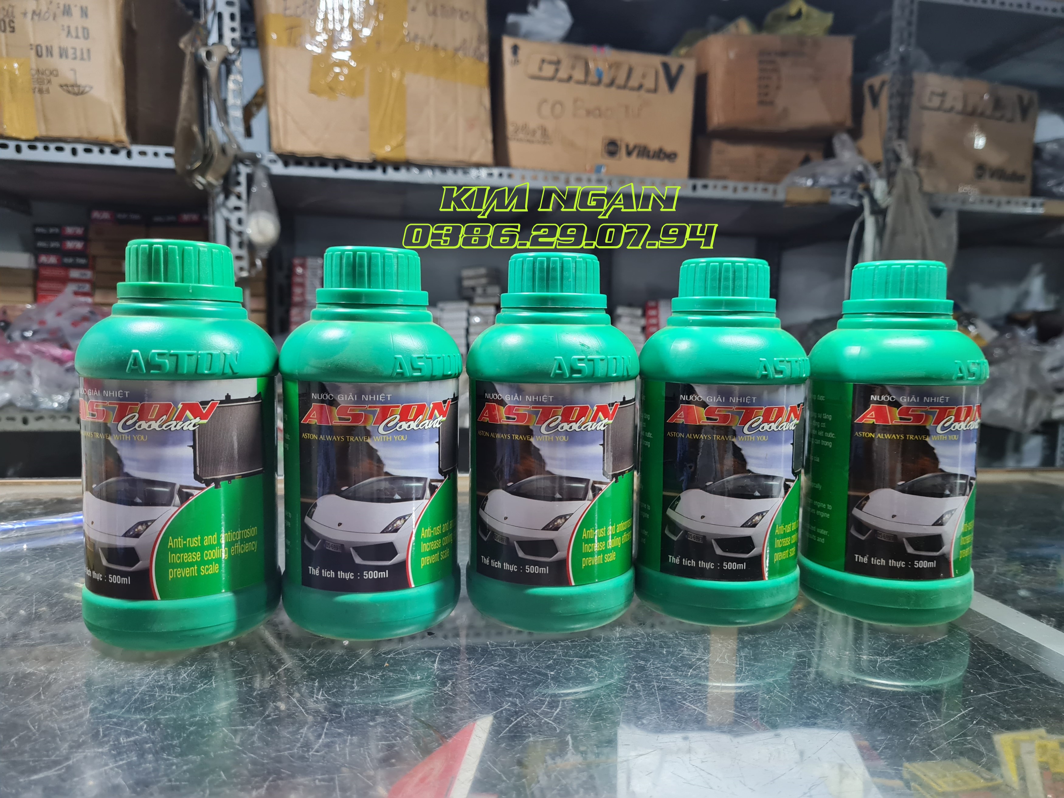 [HCM]Nước làm mát động cơ Aston 500ml (xanh)