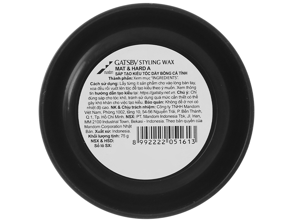 Wax vuốt tóc Gatsby Mat & Hard xám 75g (mẫu mới)