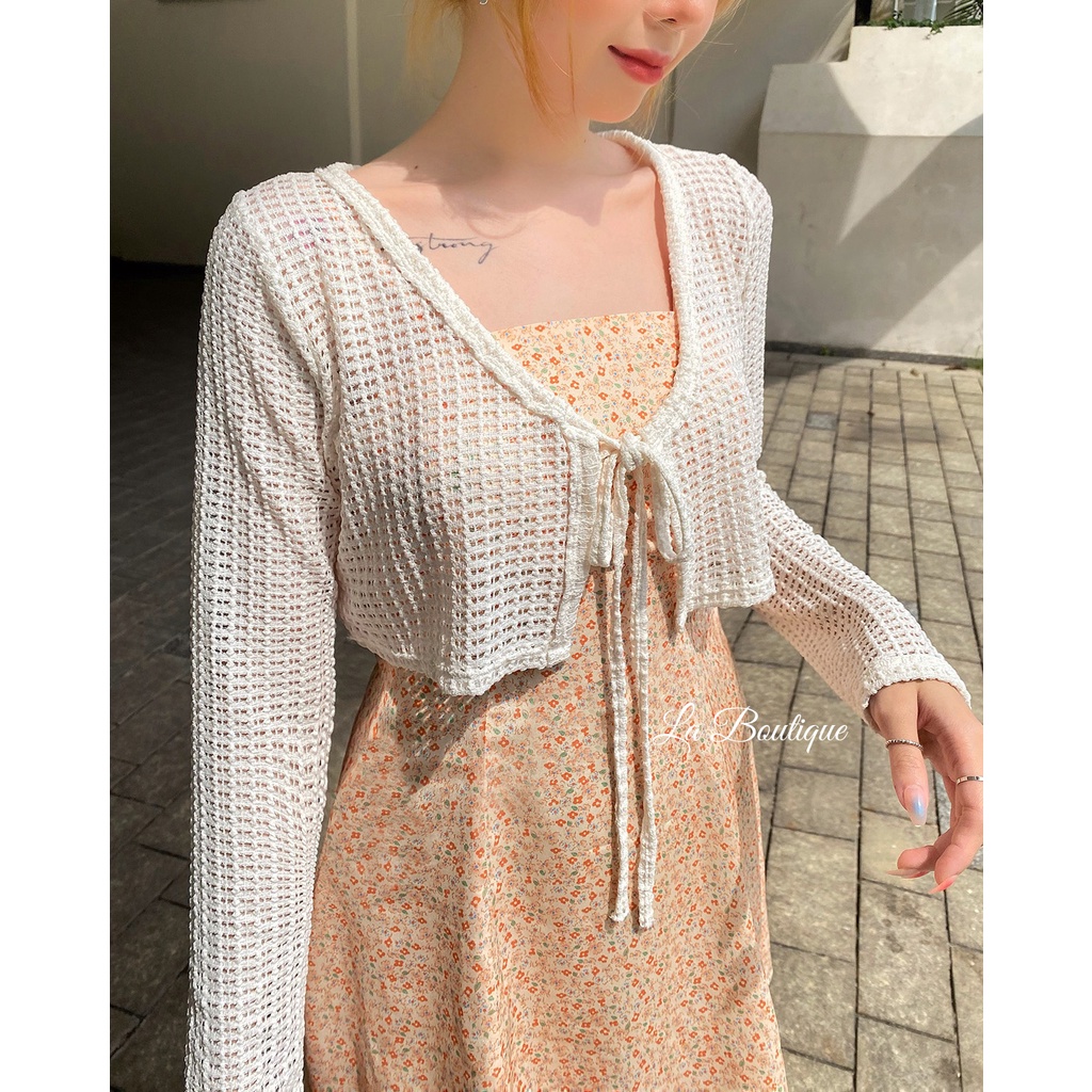 [Ảnh thật] Áo khoác lưới croptop co giãn dễ phối đồ size S/M