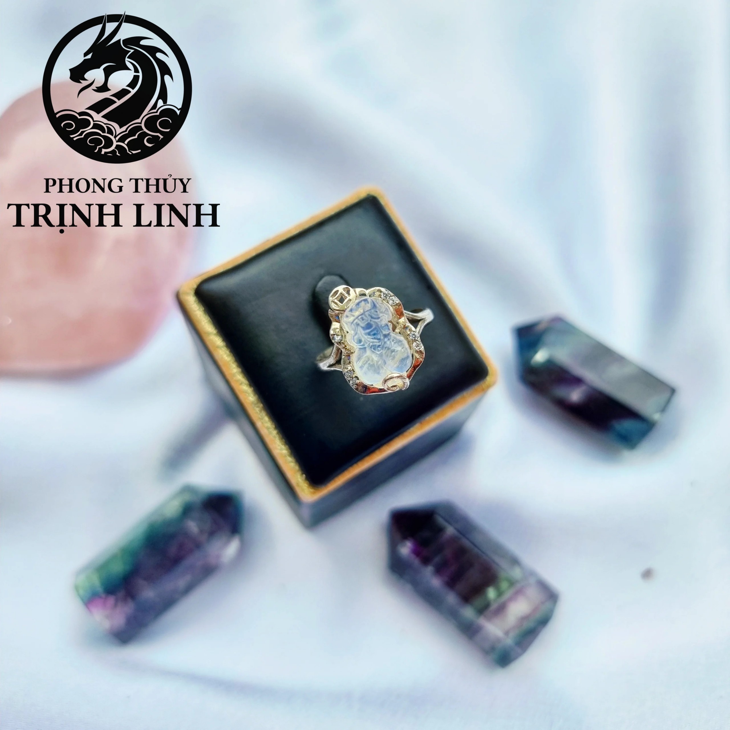 NHẪN BẠC HỒ LY - TỲ HƯU MOONSTONE (INBOX ĐẶT SIZE)