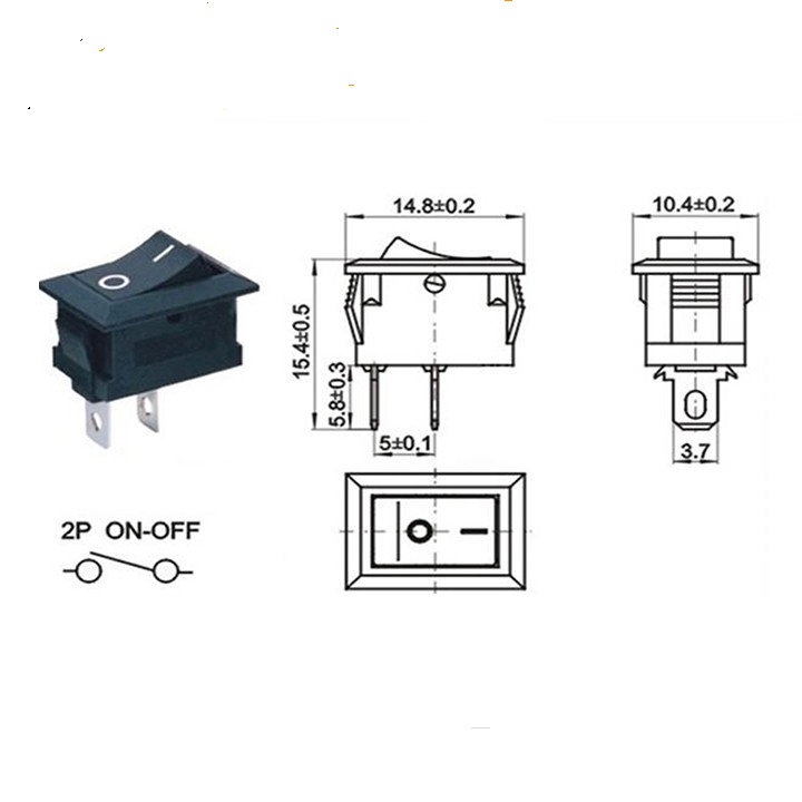 Combo 5 Công tắc bập bênh KCD11-101 6A 250V 2 Chân
