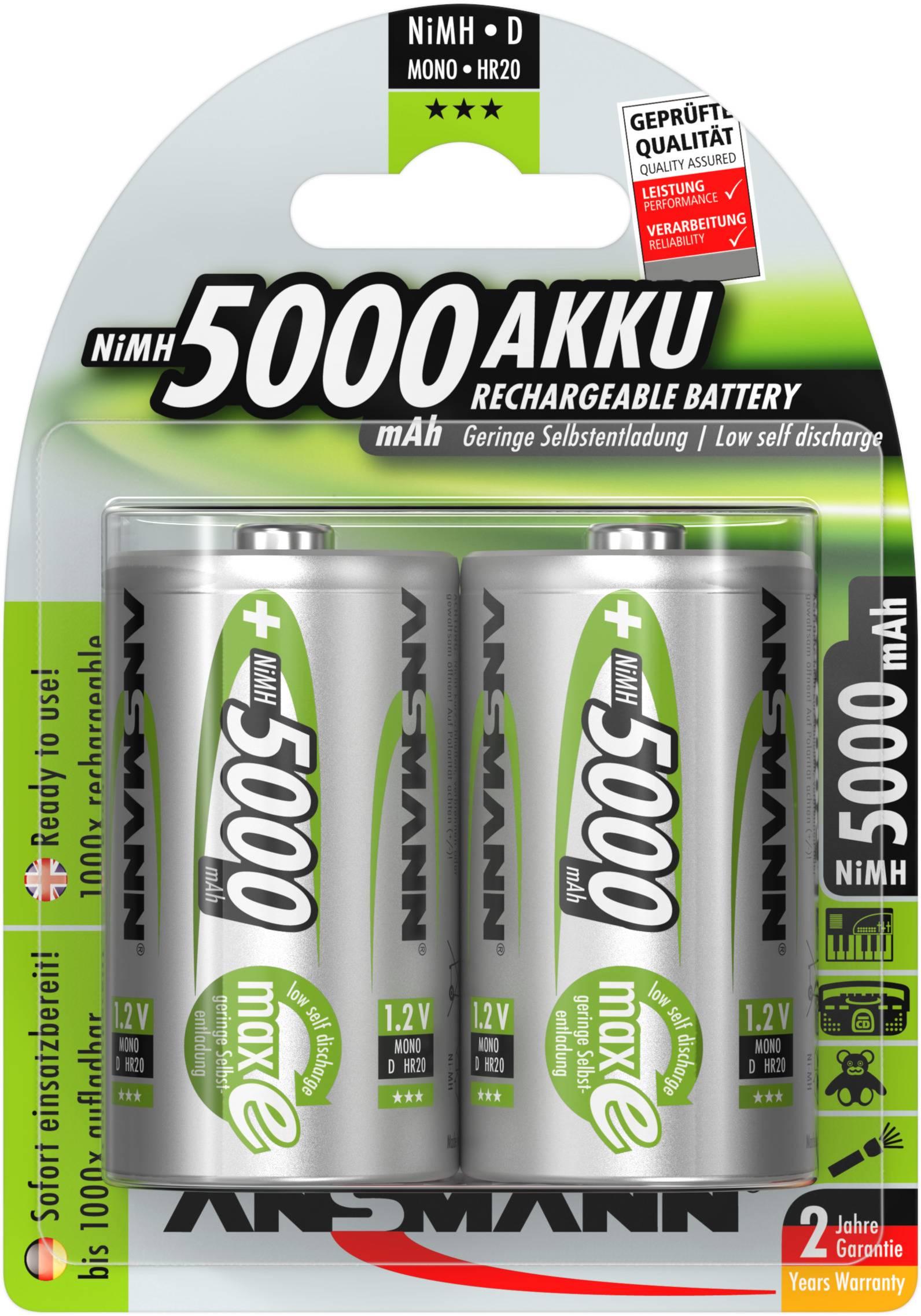 [HCM]Pin sạc D-5000mAh Mono D Ansmann NiMH