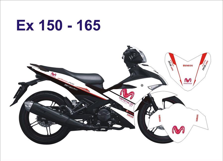tem trùm xe máy exciter 150 chế đẹp - giá rẻ - tem trắng sọc đỏ 16