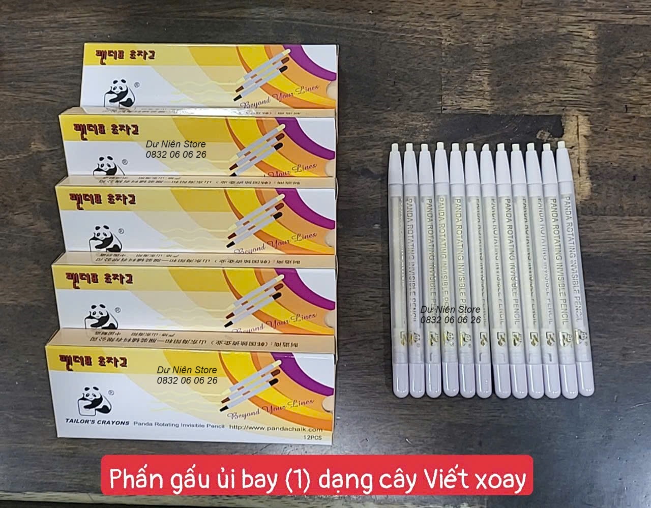 Bút sáp bay dạng xoay hiệu con gấu panda, bút sáp ủi bay không cần chuốt.