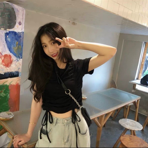 Áo thun croptop rút hai bên cực chất TTSLA0342