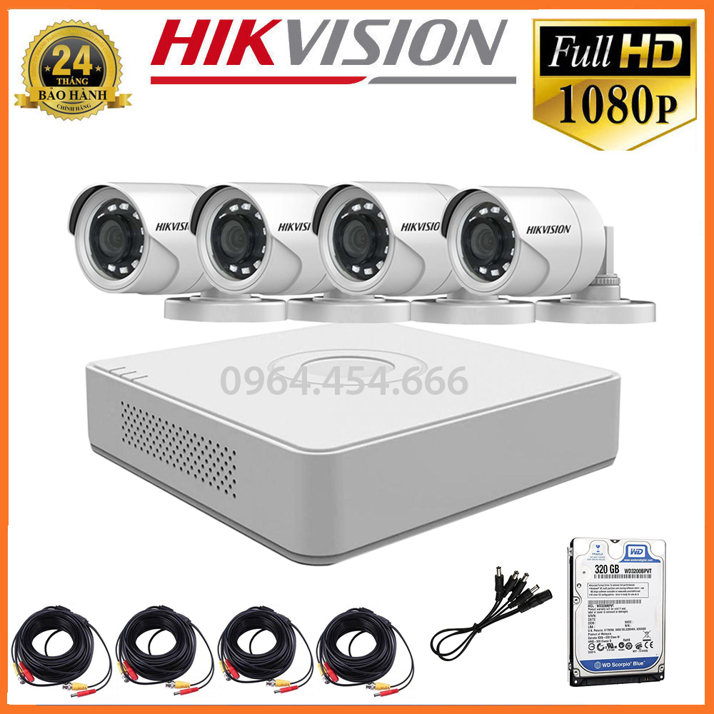 Bộ Camera Quan Sát 4 Mắt Hikvision 2.0MP Full HD - Bộ Camera Giám Sát Hikvision