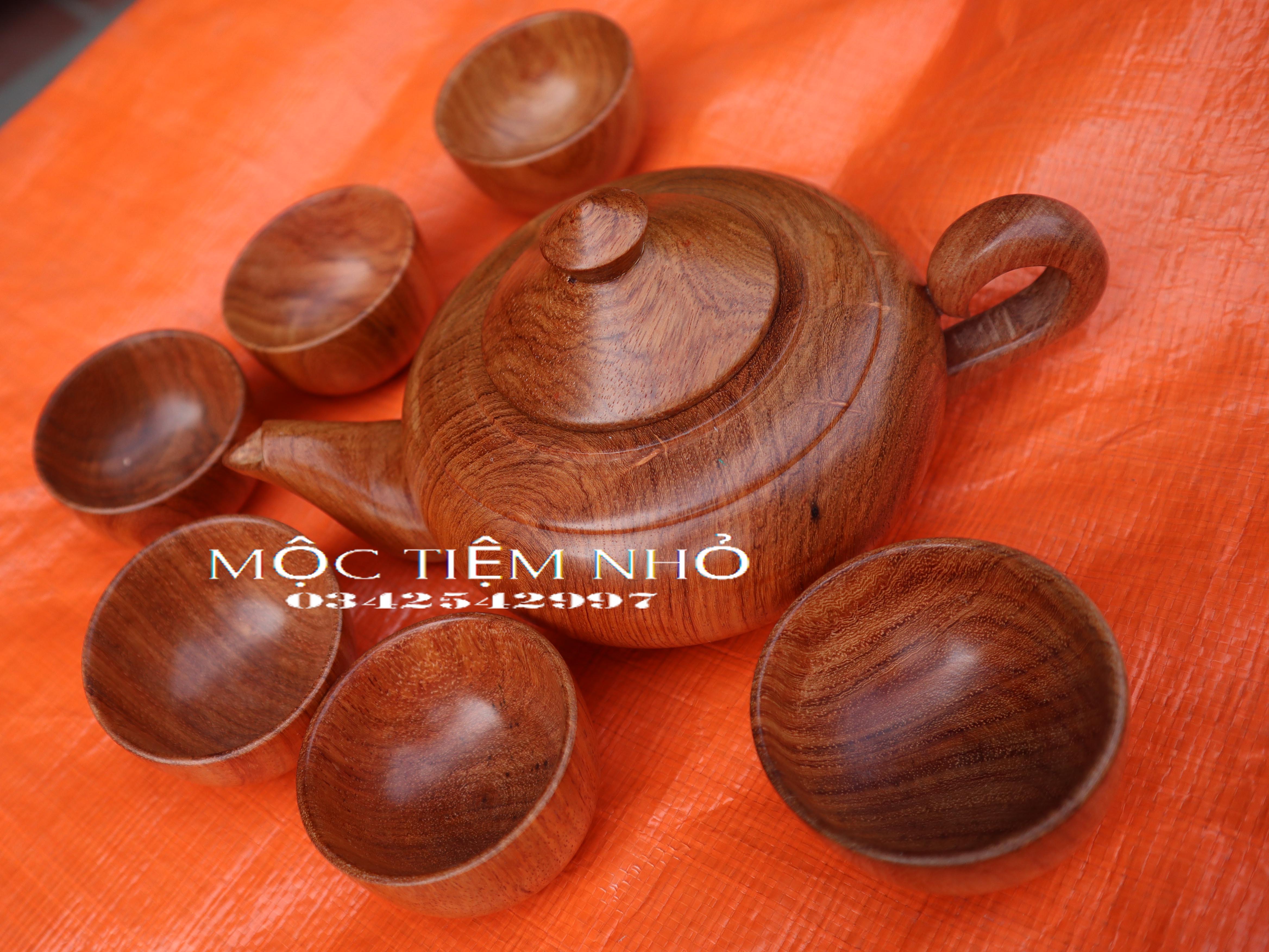 Ấm chén gỗ hương Bộ ấm trà gỗ