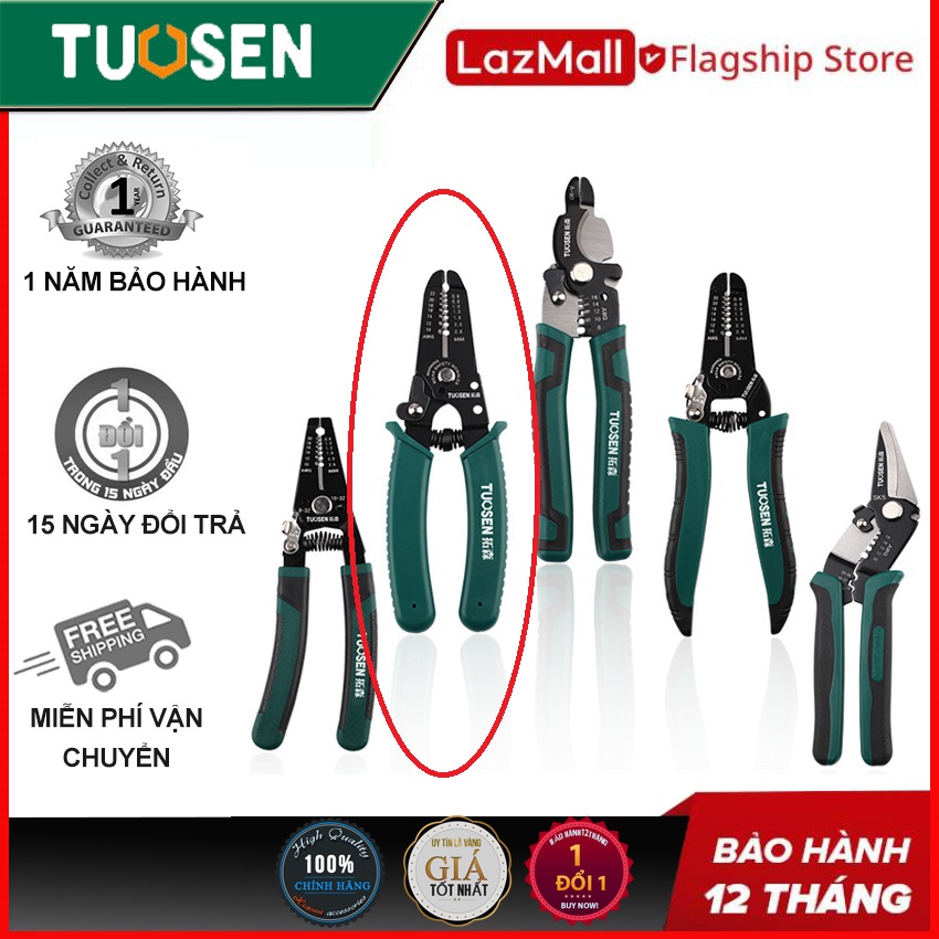 Kìm tuốt dây điện, bấm cos đa năng, tự động TUOSEN / Tuo Sen