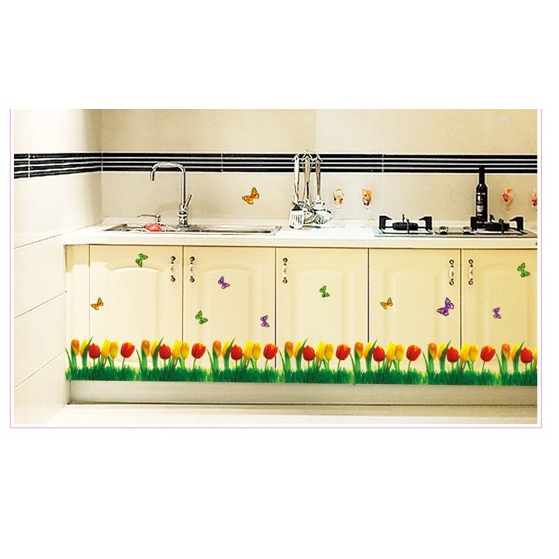 [HCM]Decal Dán Chân Tường Hoa Tulip - Dct008