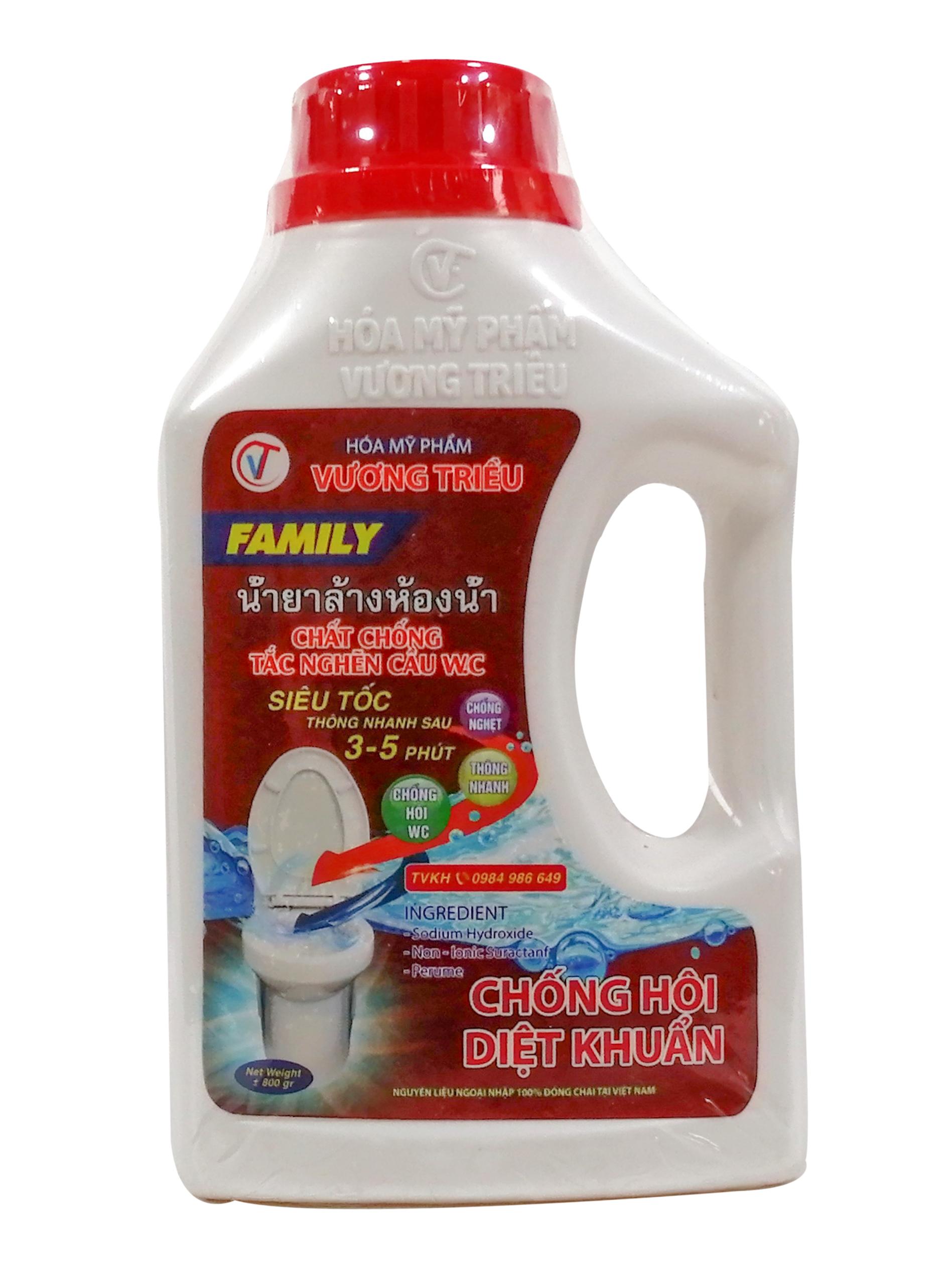 Dung dịch thông tắc cống, tắc bồn cầu siêu tốc FAMILY 800g, Combo 3 chai xử lý tắc nghẹt và bảo dưỡng làm sạch đường ống chỉ với 3 phút
