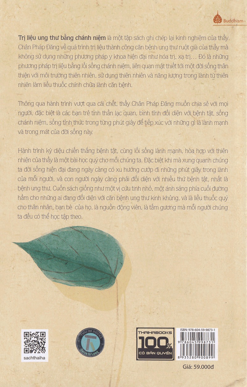 Sách - Trị liệu ung thư bằng chánh niệm