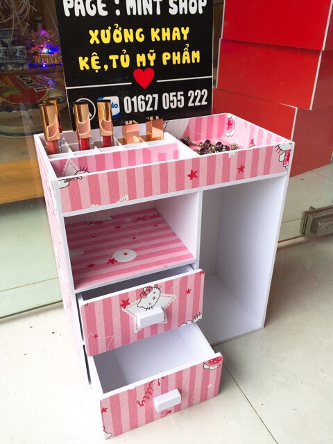 Tủ mini hello kitty sọc kệ mỹ phẩm