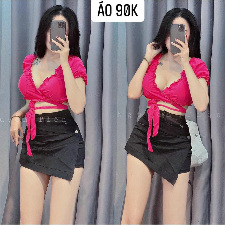 áo kiểu buộc dây eo bèo bèo xinh tươi