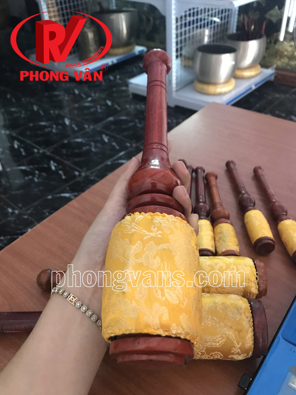 Dùi chuông mõ tụng kinh 5 tay