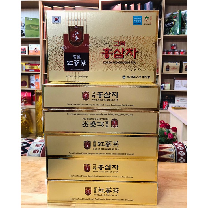 [Chính Hãng] Trà Hồng Sâm Hàn Quốc Korea Red Ginseng Tea hộp (3g x 100 gói)