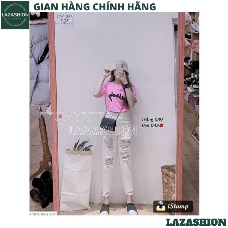 Quần jean nữ lưng cao , bò nữ rách nhiều 2 mầu ,quần bagy bò ống côn , quần jeans khỏe khoắn cá tính mặc tôn dáng trẻ chung năng động -LAZASHION