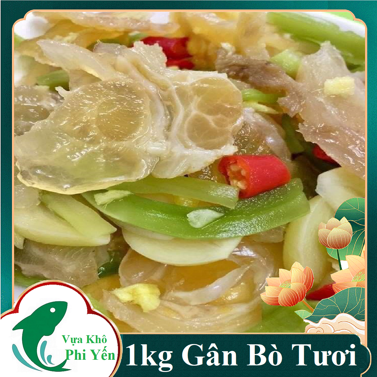 Gân bò giòn sụt muối rau tiến vua xanh giòn- vựa khô phi yến