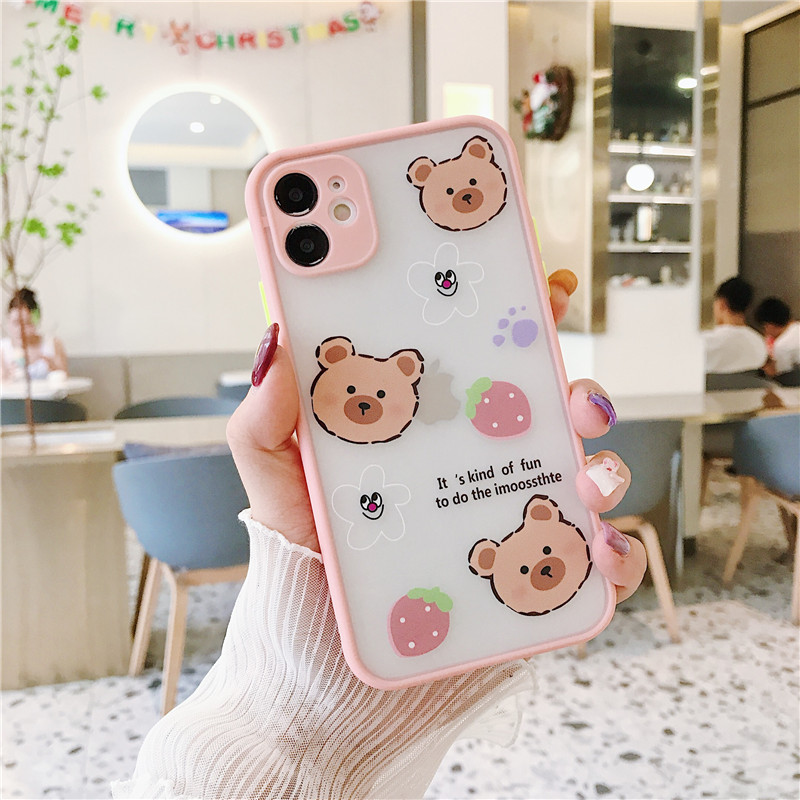 Ốp Lưng Nhám Chống Sock Va Đập Bảo Vệ Camera Bear Face