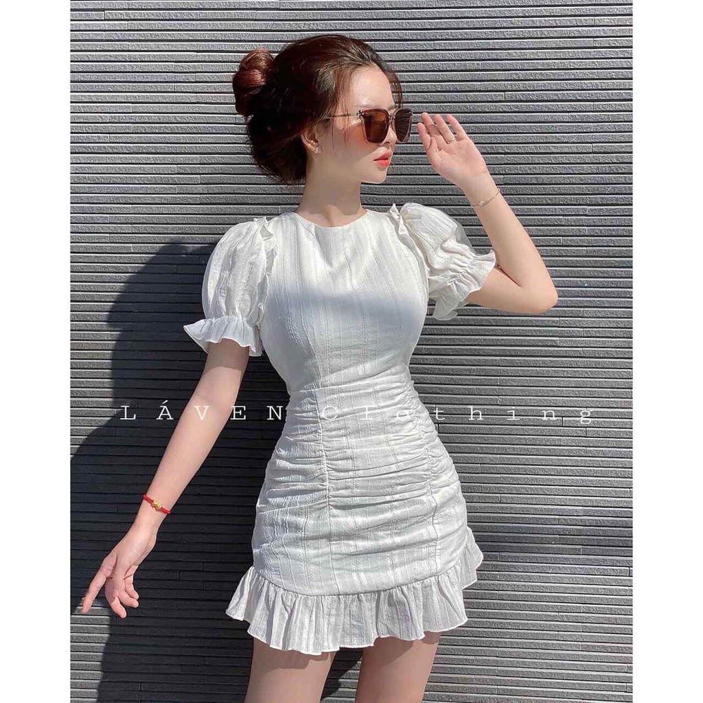 Đầm Nữ Đuôi Cá Dự Tiệc Tay Bồng Hở Lưng Thời Trang