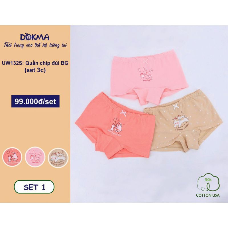 SET 3 QUẦN ĐÙI CHIP BÉ GÁI DOKMA (7 - 30kg)