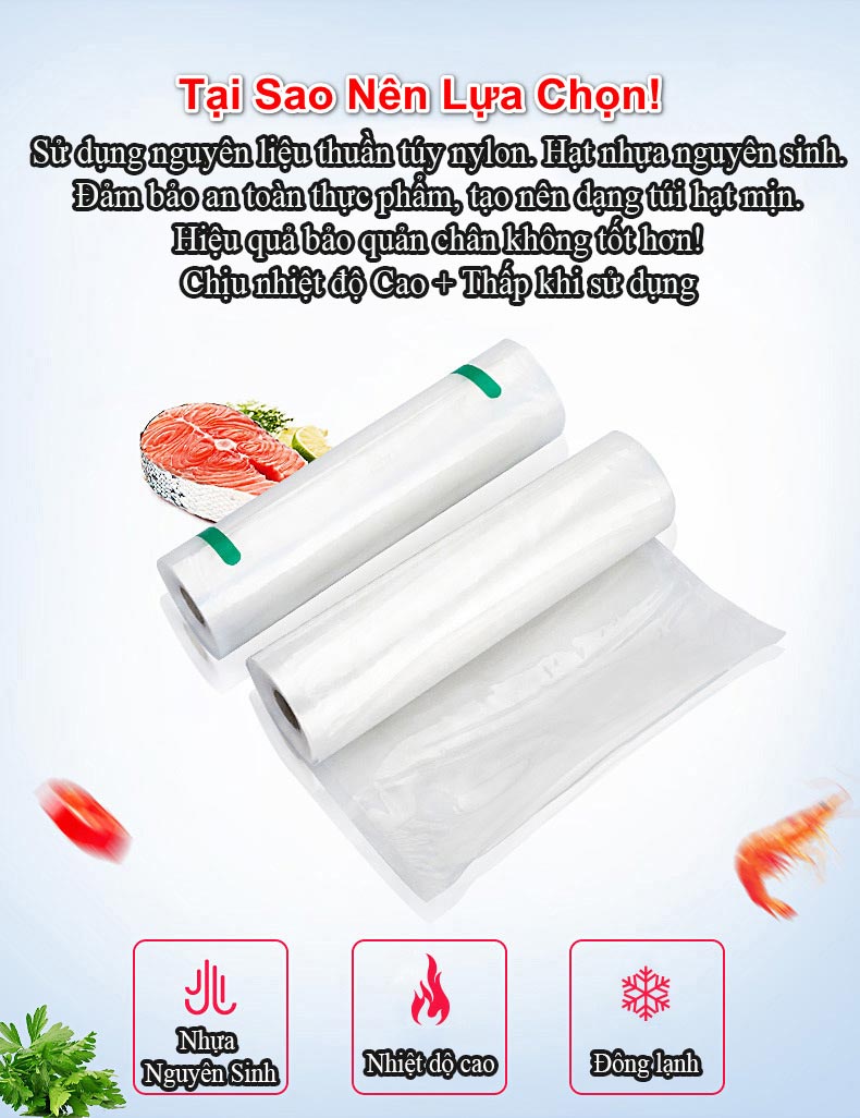 túi hút chân không 1 mặt nhám 17x500cm