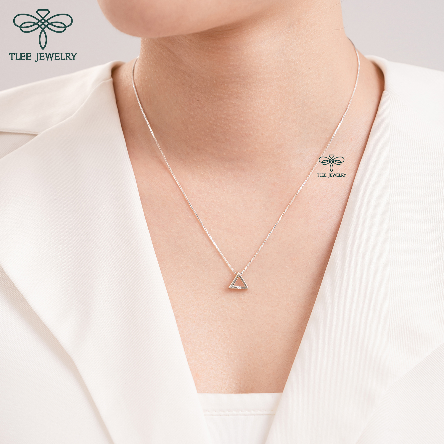 Vòng cổ bạc nữ TLEE hình khối tam giác basic TleeJewelry D0113