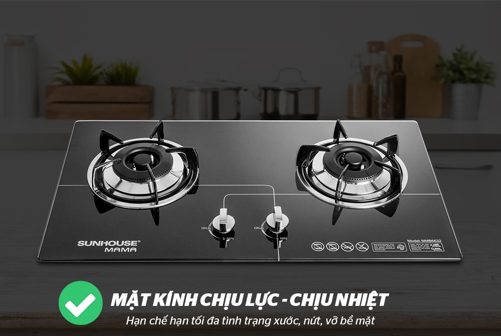 Bếp gas âm kính Sunhouse Mama MMB6632