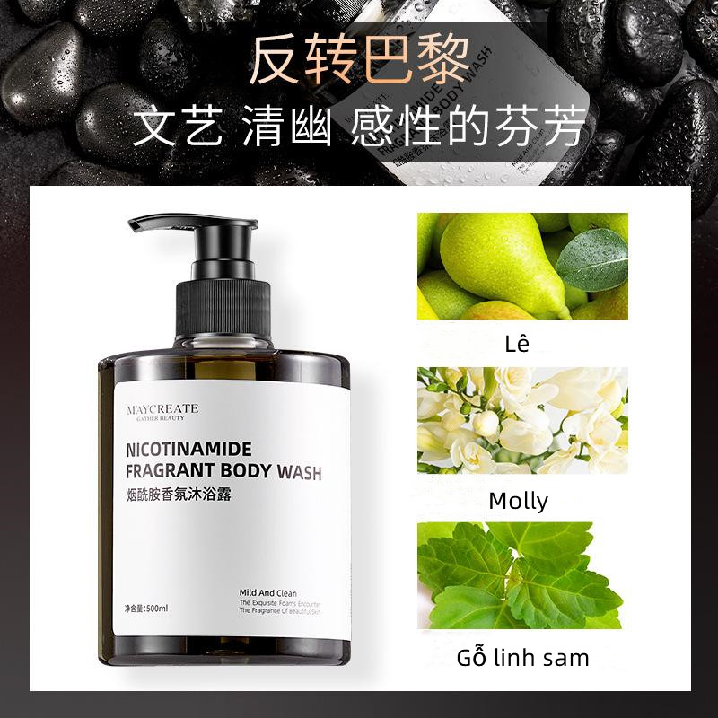 【Miễn phí vận chuyển】Sữa tắm hương nước hoa Niacinamide hương thơm body dung tích lớn 500ml Giữ hương lâu dài Giữ ẩm và bổ sung nước