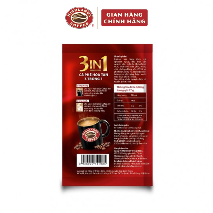 1 gói cà phê 3in1 Highlands Coffee